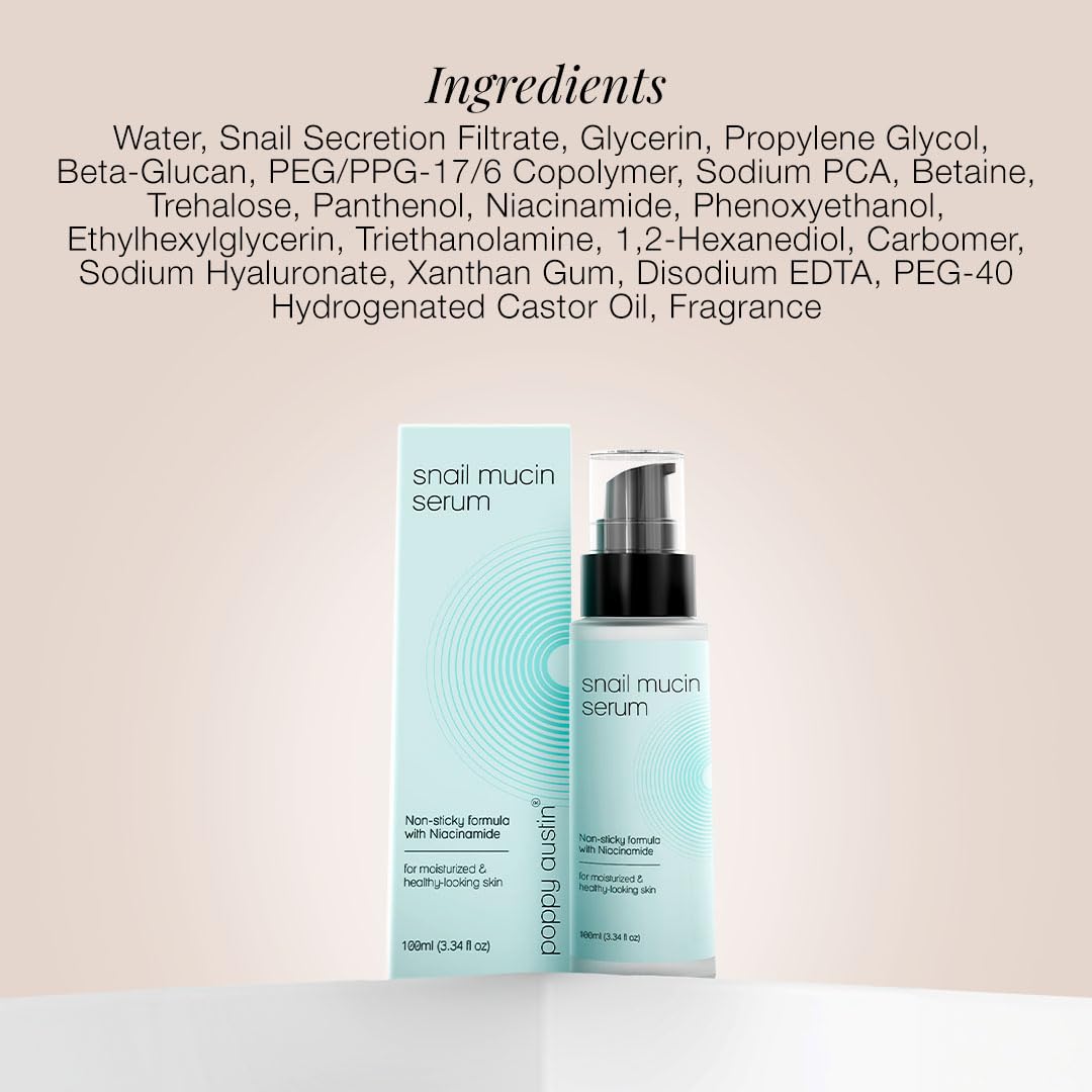 96% Snail Mucin Serum with Niacinamide Snail Serum for Face Hydrating Serum Snail Mucin Essence Face Serums for Anti Aging Serum (3.34 Fluid Ounces)